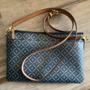 FOSSIL CROSSBODY BAG - blue w/ pattern